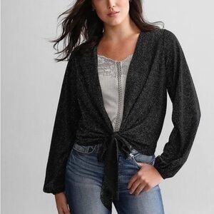 Women's Black Tie-Front Sweater